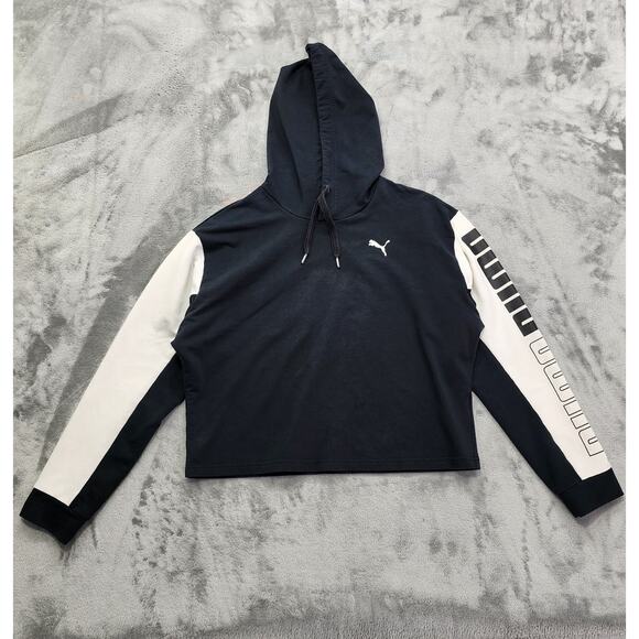 Puma Tops - Puma Hoodie Women M Black White Modern Sport Pullover Logo Sweatshirt Athleisure